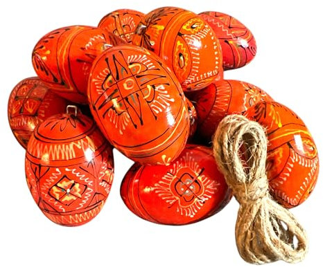 Holz Ostereier Handbemalt. Gr.L. Handarbeit Mit Aufhänger.12 Stück Pink Traditionel