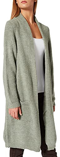 ONLY Damen Lange Strickjacke mit Taschen | Stretch Casual Langarm Gerippt | Open Cardigan Noos ONLJADE, Farben:Grün, Größe:M