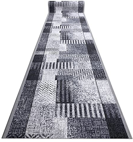 rugsx Antirutsch Teppichläufer Essenza - moderner Kurzflor für Küche, Flur & Wohnzimmer, Meterware, grau 120x400 cm