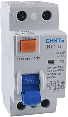 CHINT Interruttori Differenziali Puri Differenziali NL1-63 (Tipo AC - 2P - 230Vac, 63A 30mA cod. 200214)