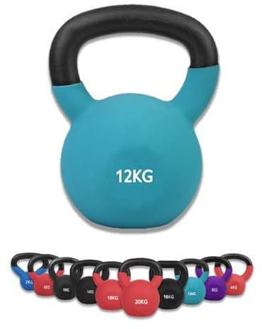 wuuhoo® Kettlebell Dwayne - Kugelhantel 2kg - 28kg aus massivem Gusseisen mit Neopren Beschichtung, Schwunghantel für dein Krafttraining, Gewichte mit Farbcodes - Fitnessgerät für Zuhause 12 kg