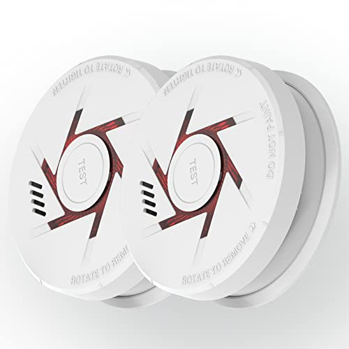 9V Battery Photoelectric Smoke Alarm With 10 Years Life Smoke Detector with Test Button 5 year battery 2 Pack