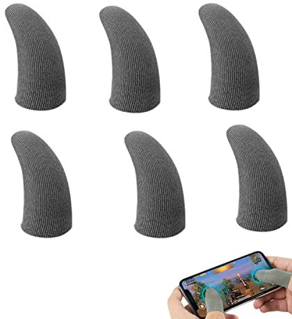 Bessy shop Mobile Finger Sleeve,6 Pack Gaming Finger Sleeves for Mobile Gaming Anti-Sweat Breathable Full Touch Screen Sensitive Finger Sleeves Smooth Operation Extremely Thin Grey