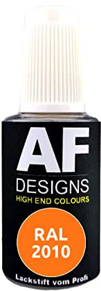 Alex Flittner Designs Stylo de retouche RAL 2010 - Orange signale mat - 20 ml - Stylo de réparation acrylique - Peinture de retouche pour bois, métal, meubles de salle de bain