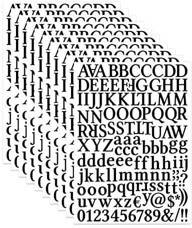 Zayookey 10 Blätter Selbstklebendes Vinyl Buchstaben Zahlen Set Briefkasten Alphabet Nummern Aufkleber Letter Number Stickers für Schilder, Postfach, DIY Scrapbooking
