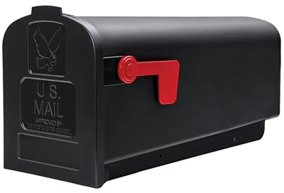Architectural Mailboxes Parsons™ Rust-Proof Plastic Post Mounted Mail Box for Outside, Black, Medium Curbside Mailbox, USPS Approved for Residential Delivery