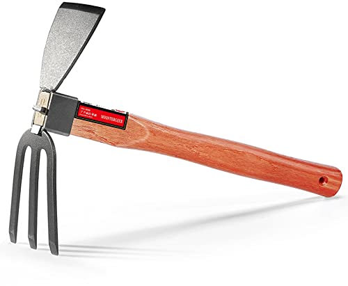 MOONTERGEER Garten Hacke klein Handhacke Einhand-Pflanzhacke Handhacke Gartenhacke Holzgriff Gartenwerkzeuge 38.5 cm