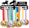 SUPERDANT Porta Medaglie da Equitazione Espositore per Medaglie Sportive da Salto per Uomini per 2 File con 8 Ganci Medaglie Porta Trofei Premi Porta Nastro Display Appeso A Parete Regalo Atleta
