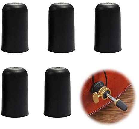 Cello Endpin Tip Cap Protector, Cello Endstift, Cello End Pin Tipp Verschleißschutz, Cello Endpin Stopper, Cello Gummispitze, Rutschfeste Cap für Cello-Endstift Instrument Zubehör, Schwarz, 5 Stück