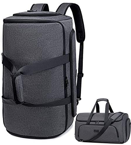 Vessgra Anzugtasche, Kleidersack Reisetaschen für Anzüge, Umwandelbarer Garment Duffel Bag für Männer und Frauen, 4 in 1 Kleidersack Tasche Hängetasche für Anzug mit Schuhtasche (Dunkelgrau)