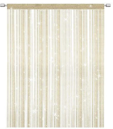 SULIVES Fliegengittervorhang für die Tür, elegante Trennwand, Quaste für Wohnkultur, Türen und Fenster, Beige, 100 x 200 cm