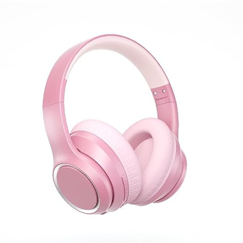 YinCaiCheng Bluetooth Headphones Over Ear,Built-in Microphone,Hi-Fi Audio,50H Playtime,Lightweight,Travel, Home,Work,Gym,Attractive pink wireless headphones,Gift for Girls Women
