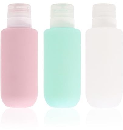 Naapesi Silikon Reiseflaschen 200ml Set, Auslaufsichere Reise Leer Container und Reise Toilettenartikel Set, Nachfüllbare Flüssigkeitsbehälter für Creme Spülung Körperpflege Shampoo (3 Stück)