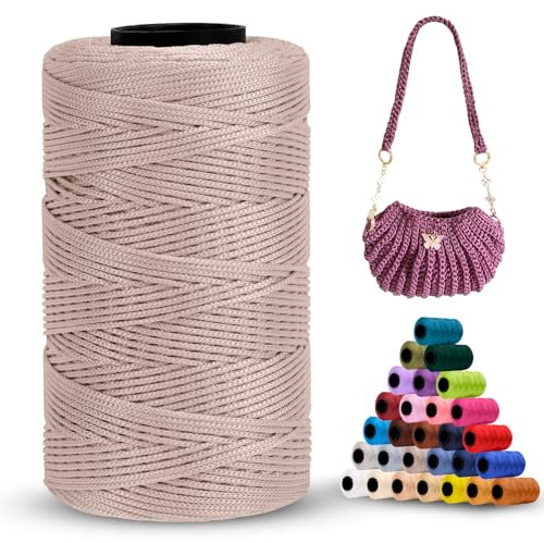 LEREATI Hilo Macrame 1mm x 230m Poliéster Cuerda Macrame 1mm Cuerda Manualidades, Hilos Macrame para Hacer Pulseras Ganchillo Bolsa Sombrero Abalorios Bisuteria Regalo para Tejedor (Camel)