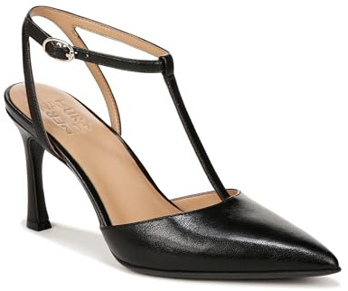 Naturalizer Womens Astrid Pointed Toe T-Strap Pump Black Leather 9.5 W