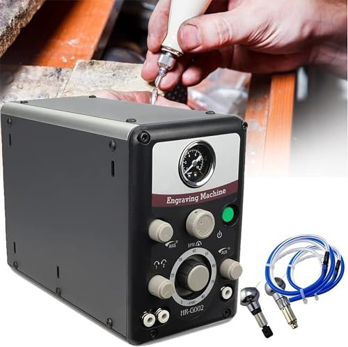 Macchina Pneumatica per Incisore di Gioielli, Bulino a Impatto a Doppia Testa, Strumento per Incisione Elettrico Multifunzione 220 V, Bulino 400-8000 Prm per Artigianato