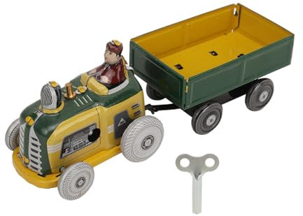 Focket Aufziehspielzeug für Kinder, Nostalgischer Handgefertigter Traktor aus WeißBlech, Vintage-Sammelspielzeug Zum Aufziehen aus Blech, Personalisierte Ornamente für Jungen und Mädchen