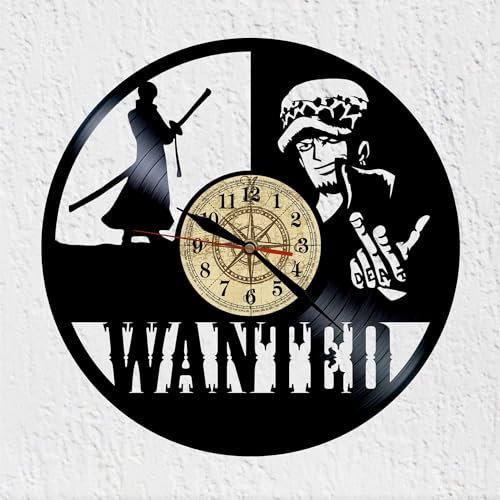 VINY WOODY Der Todeschirurg, Wanddekoration, Wanted Trafalgar Pirat des Meeres, Blau, Schallplattenuhr, originelles Geschenk