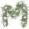 Dremisland 2 Stück Künstliche Blumengirlande Eukalyptus Rosen Girlande Seidenblumen Kunstblumen Girlande Eukalyptus Deko Grün Hängepflanze Rosenrebe für Hochzeitsbogen Party Wand Garten Dekor