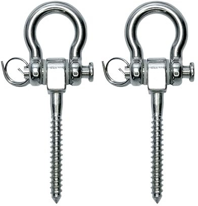 XENVIO Schwerlast 180° Schaukelhaken-Set aus 2 - Edelstahl 304 Material – Trägt bis zu 900 kg Last – Kompatibel mit Holzdecken - Ideal für Hängematten, Yoga und Boxsäcke