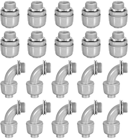 MECCANIXITY Lot de 100 raccords étanches NPT en PVC pour conduits électriques flexibles 180 degrés et 90 degrés pour tube 3/4