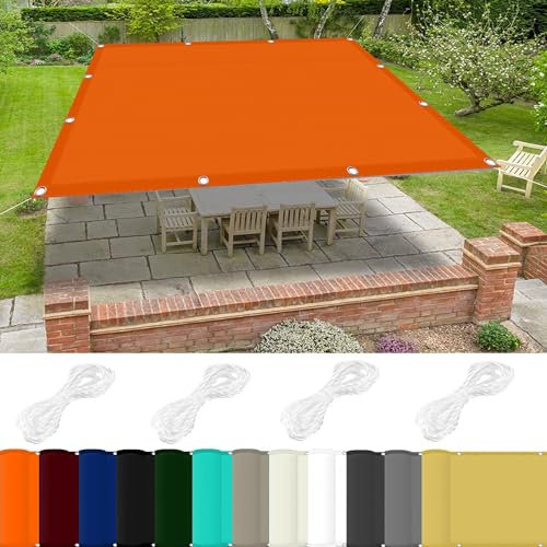 Sonnensegel 3 x 9 m 98% UV Schutz Sonnensegel Terrassenüberdachung mit Ösen Und Kordel,PES Polyester für Balkon Terrasse Garten Camping, Orange