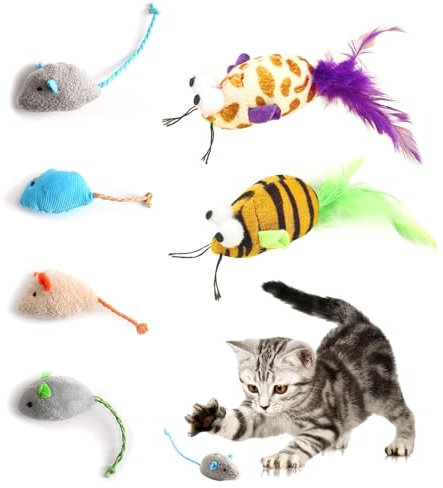 PRETTI 6 Pack Catnip Mouse Toys for Cats, Interactive Plush Cat Toys Durable Cat Toys for Indoor Cats Kitten Teething Toys with Natural Catnip Soft Fleece Mouse Toy Set