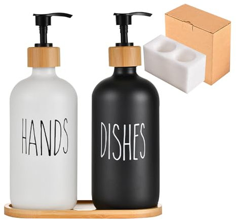 2 Stück Badezimmer Handseifenspender Set 500ml Flüssigseifenspender Rostfrei Nachfüllbar mit einfacher Pumpe Dekorativ für Badezimmer Waschtische Seifenspender Set Badezimmer Zubehör