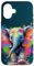 Hülle für iPhone 16 Kleiner Elefant mit Kulleraugen und bunten Farbklecksen