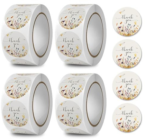 2000 Stück Danke Aufkleber, 2.5cm Thank You Stickers Roll Selbstklebend Etiketten Selbstklebend für Umschlag Geburtstag Grußkarten Verpackung