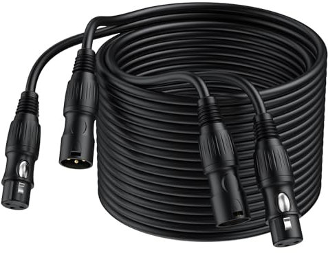 LiNKFOR 2 Pack Cables XLR Macha a Hembra,3M Cable de Micrófonos de Baja Distorsión para Grabadoras Altavoces Amplificadores