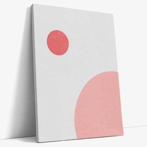 AKINDA Art Gallery - Quadro con Cornice 90 x 120 cm - Equilibrio Geometrico Rosato - Rosa e Bianco - Geometria Minimalista - Arredo Bar - Arte Moderna - Idea Regalo per Arredo Casa