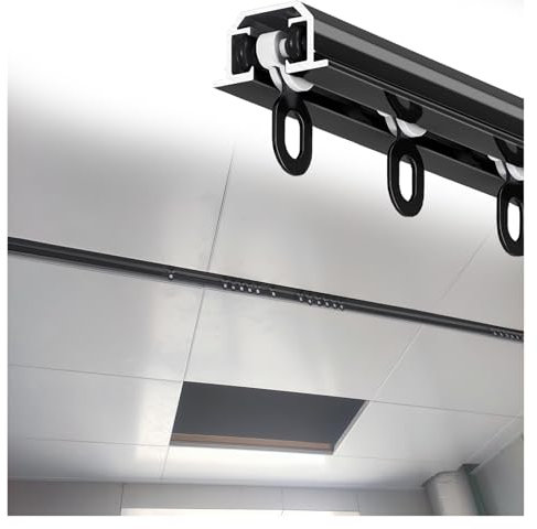 Gardinenschiene Vorhangschiene Vorhangschienensyst Versteckte Vorhangstangenschienen-Deckenmontage, 1 1.2 1.5 2.4 3.0 4 5 M lang schneidbare Raumteiler Schienensystem, Schienen Vorhänge für Wohnzimmer