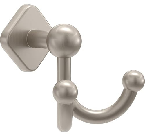 Franklin Brass Gainesville (1-Pack) Towel Hooks Satin Nickel Double Bathroom J Hooks Wall Mounted for Robes & Towels Hand Towel Hook Holder Kitchen, Bathroom Accessories GNV35-SN