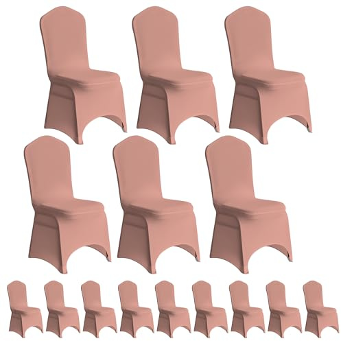Event Decor Shop Rose Gold Wedding Chair Covers Stretch Slipcover, 30pcs