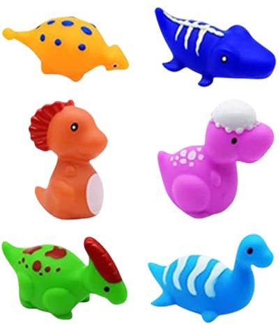 Dinosaurier-Badeset – 6 x glänzende schwimmende Badewannenspielzeuge für Kinder von 1 bis 5 Jahren | Spielen Sie interaktives Wasser mit bunten LED-Lichtern | Babygeschenk und Geschenk D