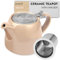 posud Teapot with Infuser – Ceramic Teapot with Strainer for 2 Cups – 550ml Small Tea Pot Infuser for Loose Tea – Stump Tea Pot with Filter for Two (Sand)