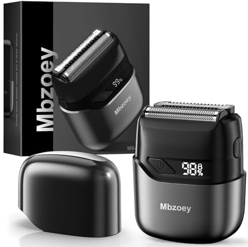 Mbzoey Electric Foil Shavers for Men: Mini Electric Razor for Face - IPX7 Waterproof Cordless Razor with LED Display & Fast Charge - Micro-Comb Technology & Precision Blades