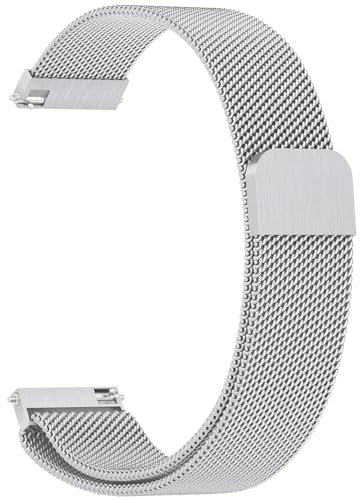 ZGCE Metall Uhrenarmbänder 22mm 20mm Armband, Edelstahl Mesh Uhrenarmband, Verstellbarer Magnetverschluss, Smartwatch Schnellverschluss Ersatzarmband Für Damen Herren (Silber, 20mm)