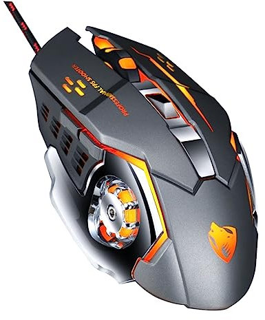 Lurrose Ratón De Ordenador Cable USB para Gamer y Oficina Ergonómico y Duradero