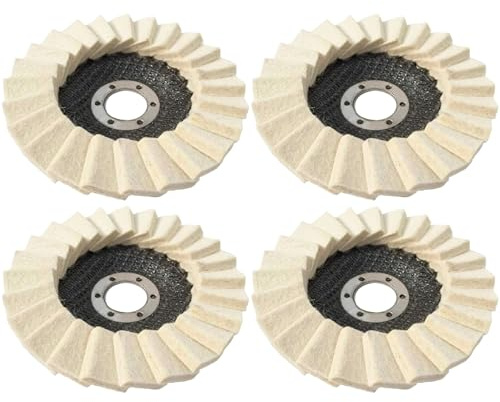 4 PCS Wool Felt Flap Polishing Discs, Polishing Wheel for Angle Grinder, Buffing Pad for Metal Wood Surfaces, Easy Installation