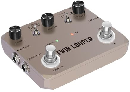 Xiuganpo Guitar Looper Pedal, Robuste Zink -Legierungs -Drum Looper Pedal mit 2 Fußschalter 11 Wiedergabetypen, 10 Minuten Aufnahme, 24 -Bit -Probenahme für E -Gitarren -Effekte