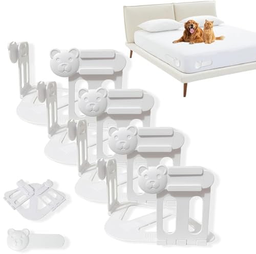 LAIKAIEU Ferma Lenzuola con Strisce di Bloccaggio, Clip Antiscivolo per Lenzuola, Mantieni I Fogli Fermi E Stretti, per Materassi, Coperte E Biancheria da Letto di Tutte Le Dimensioni (Bianco,4pcs)