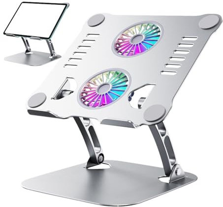 Soporte de enfriador de cuaderno - soporte de marco de metal plateado, elevador ergonómico, ventiladores de disipación de calor | Soporte de enfriamiento para profesionales, jou