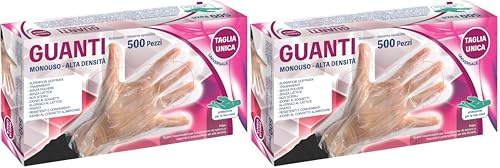 Bottari Guanti Monouso in HDPE Senza Polvere, Resistenti per Pulizia, Alimenti, Giardinaggio, Bricolage e Casa