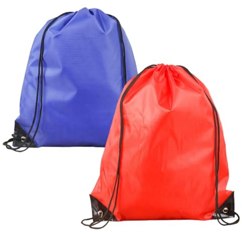 DLPRK 2 Kordelzugbeutel mit Kordelzug Polyester Sportbeutel Turnbeutel für Gym Yoga Camping, Großpackung Kordelzug-Rucksack, Grün + Rot