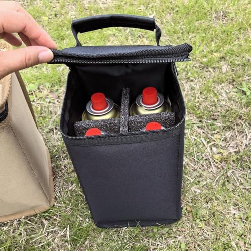 Sac pliable en tissu Oxford pour ranger les bouteilles de gaz et les accessoires de camping, parfait pour les voyageurs et les participants aux activités de plein air (noir)