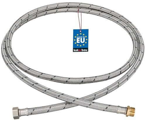 KOTARBAU® Flexschlauch 3/8 x 3/8, Wasserschlauch 200 cm, Panzerschlauch | Außengewinde x Innengewinde, Anschlussschlauch für Armatur, Schlauch Für Wasserhahn, Edelstahlummantelt