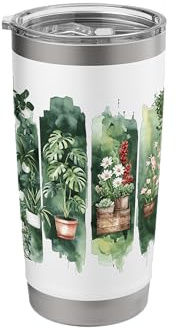 Watercolor Potted Houseplants Botanical Art Stainless Steel Insulated Tumbler