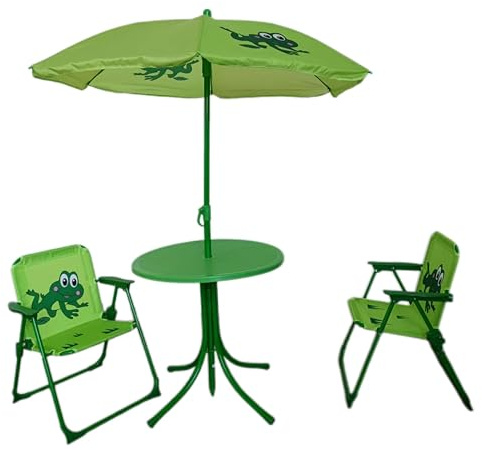 Jürgen Westerholt Kinder Sitzgruppe mit 2 Klappstühlen Tisch Sonnenschirm 100cm 2794